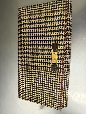 Lauren Ralph Lauren Houndstooth Wallet in Black and Cream with Burgundy Trim